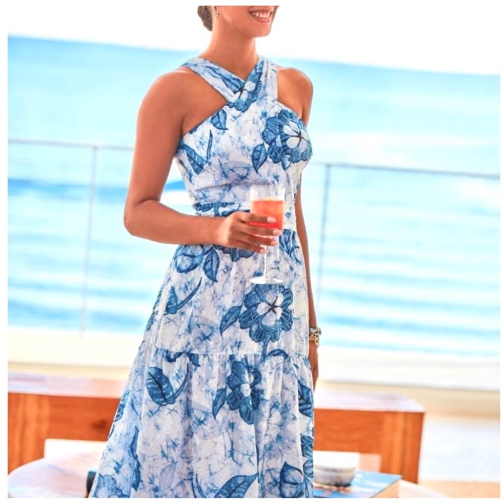 White House Black Market Blue and White Floral Maxi Dress - Picture 2 of 15